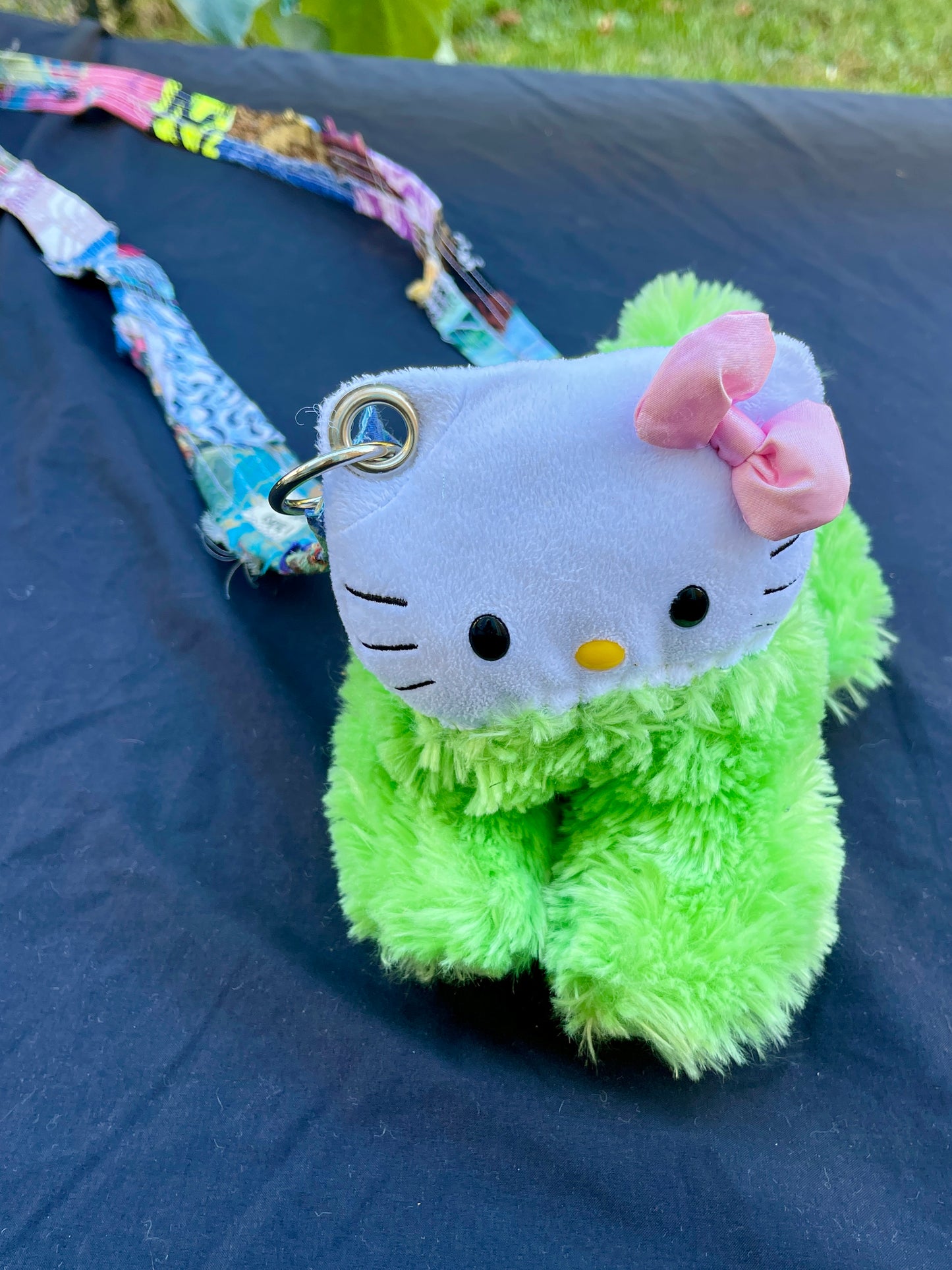 Hello Kitty + fuzzy green hybrid mini side bag