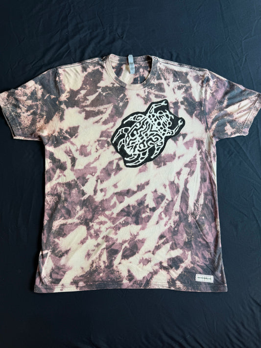 Beetle + moon goddess bleach dyed t-shirt