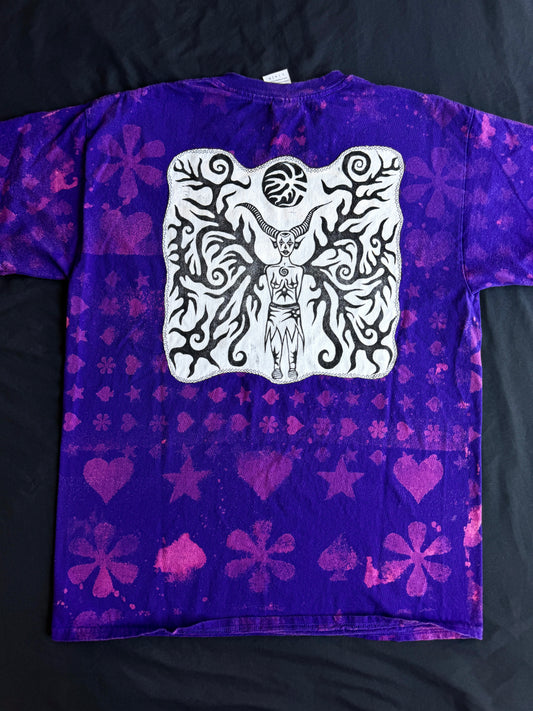 Shapes + moon goddess patch bleach dyed t-shirt