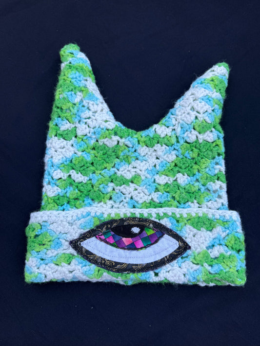 Crochet eyeball patch hat