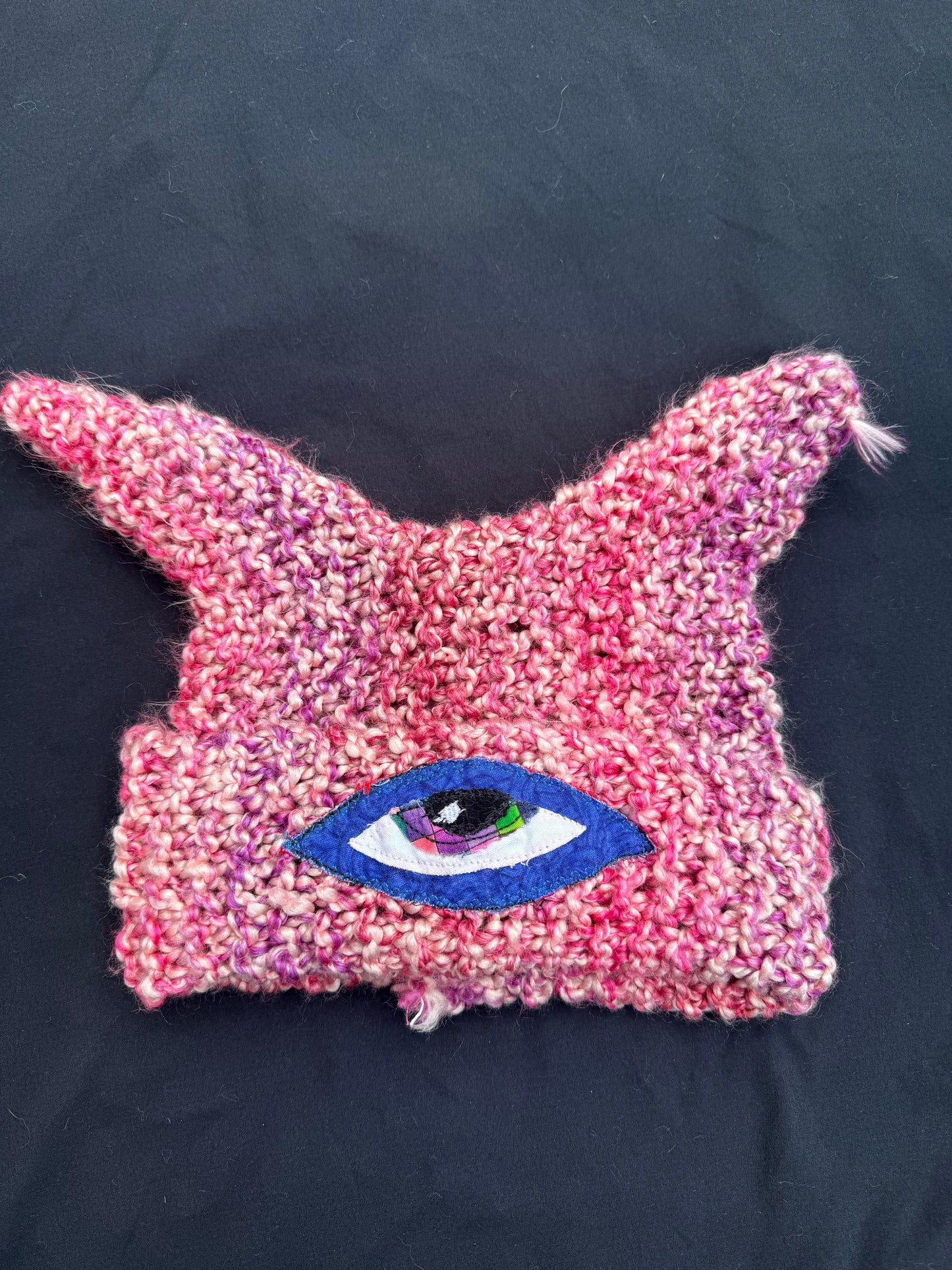 Crochet eyeball patch hat