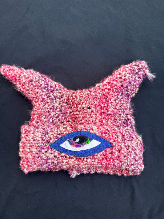 Crochet eyeball patch hat