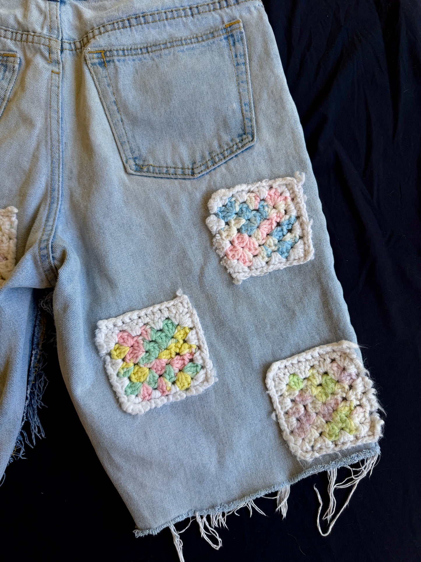 Crochet granny square shorts