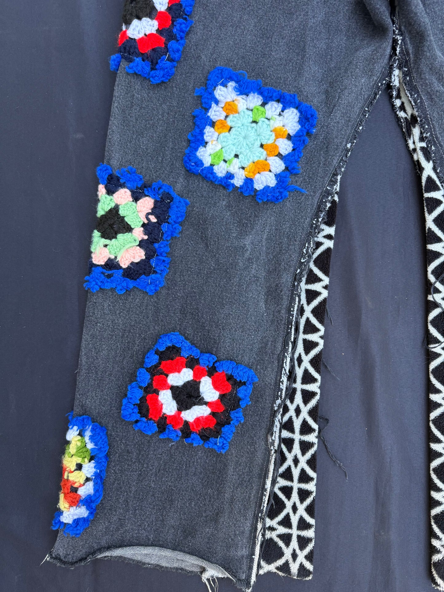 Crochet granny square black jeans