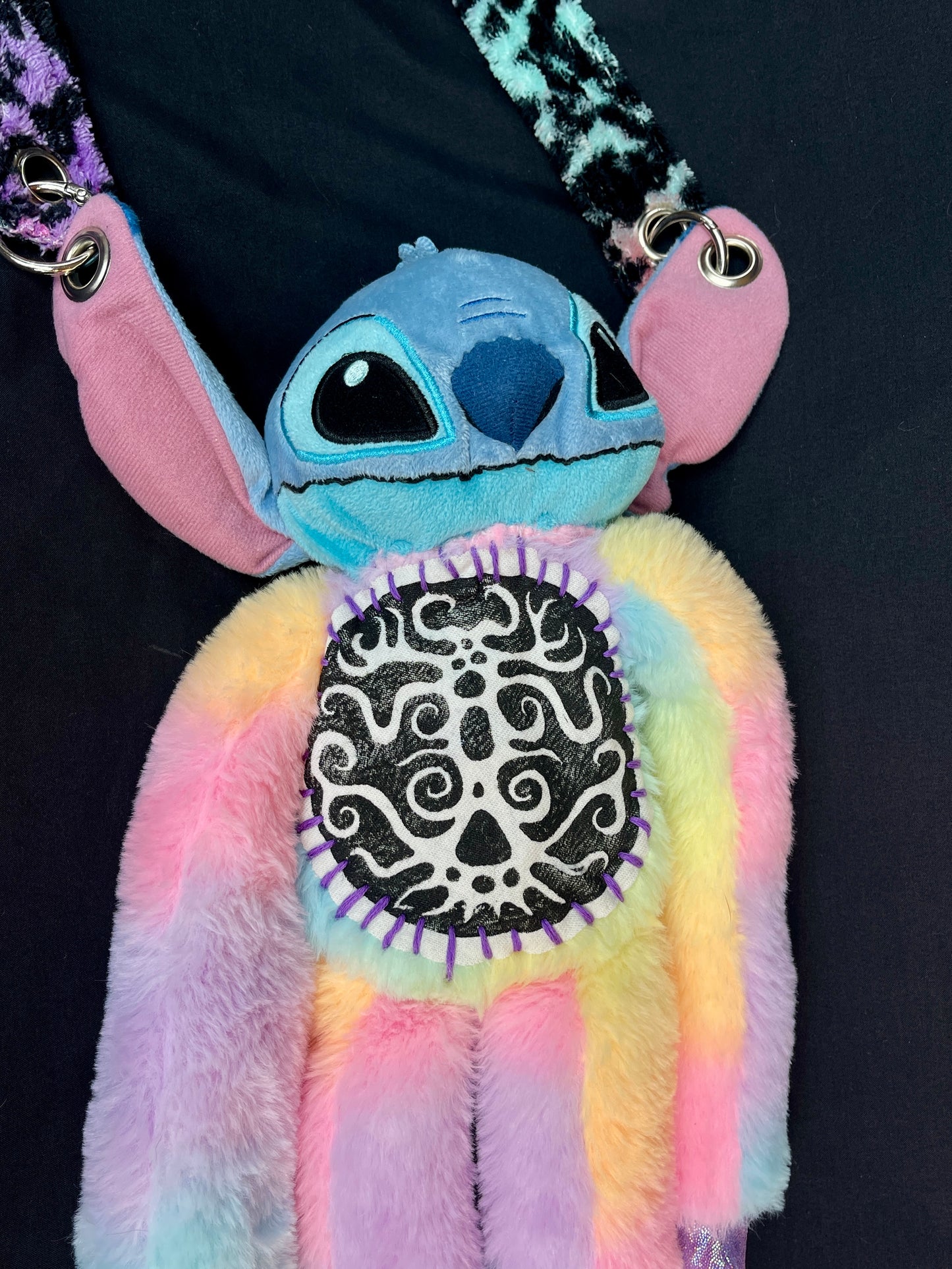 Stitch + rainbow monkey side bag