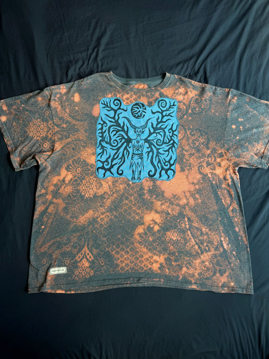 Moon goddess mushroom bleach dyed t-shirt