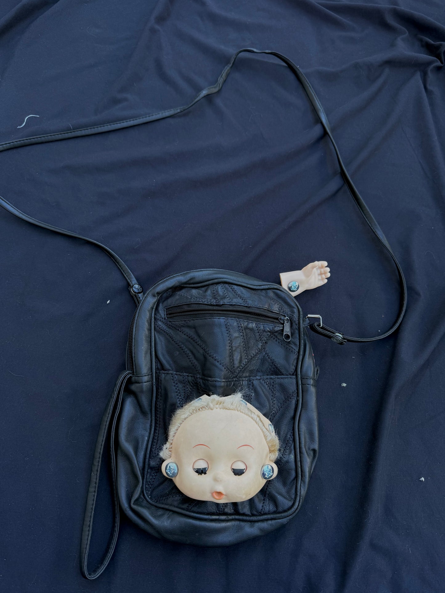 Leather patchwork baby bag