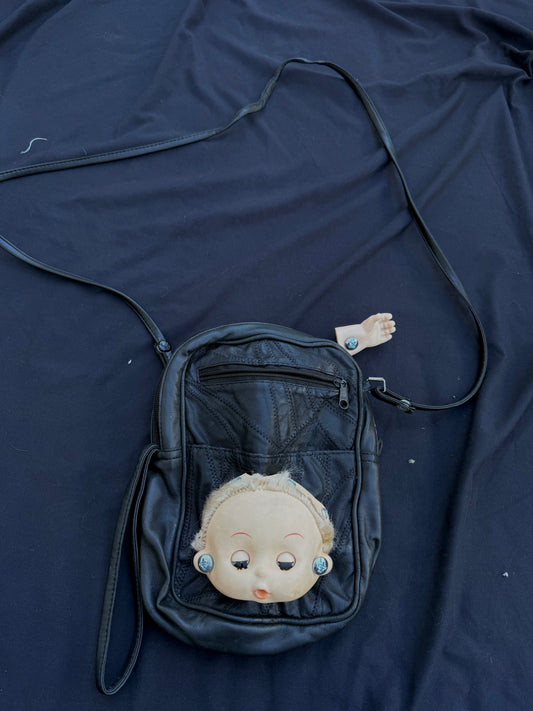 Leather patchwork baby bag