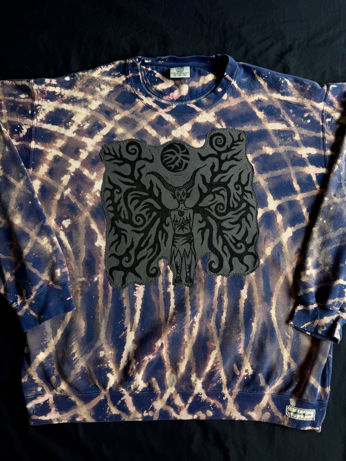 Moon goddess patch bleach dyed crewneck
