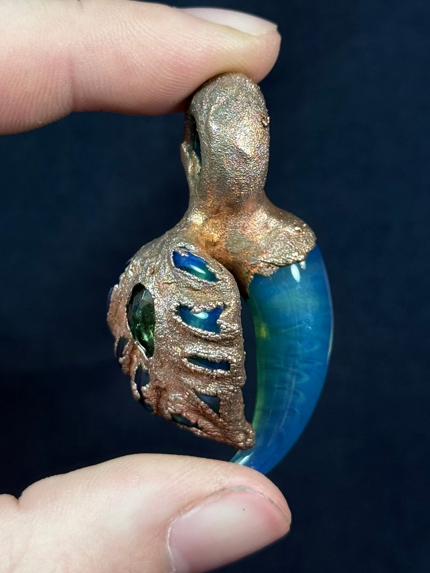 Glass leaf amulet