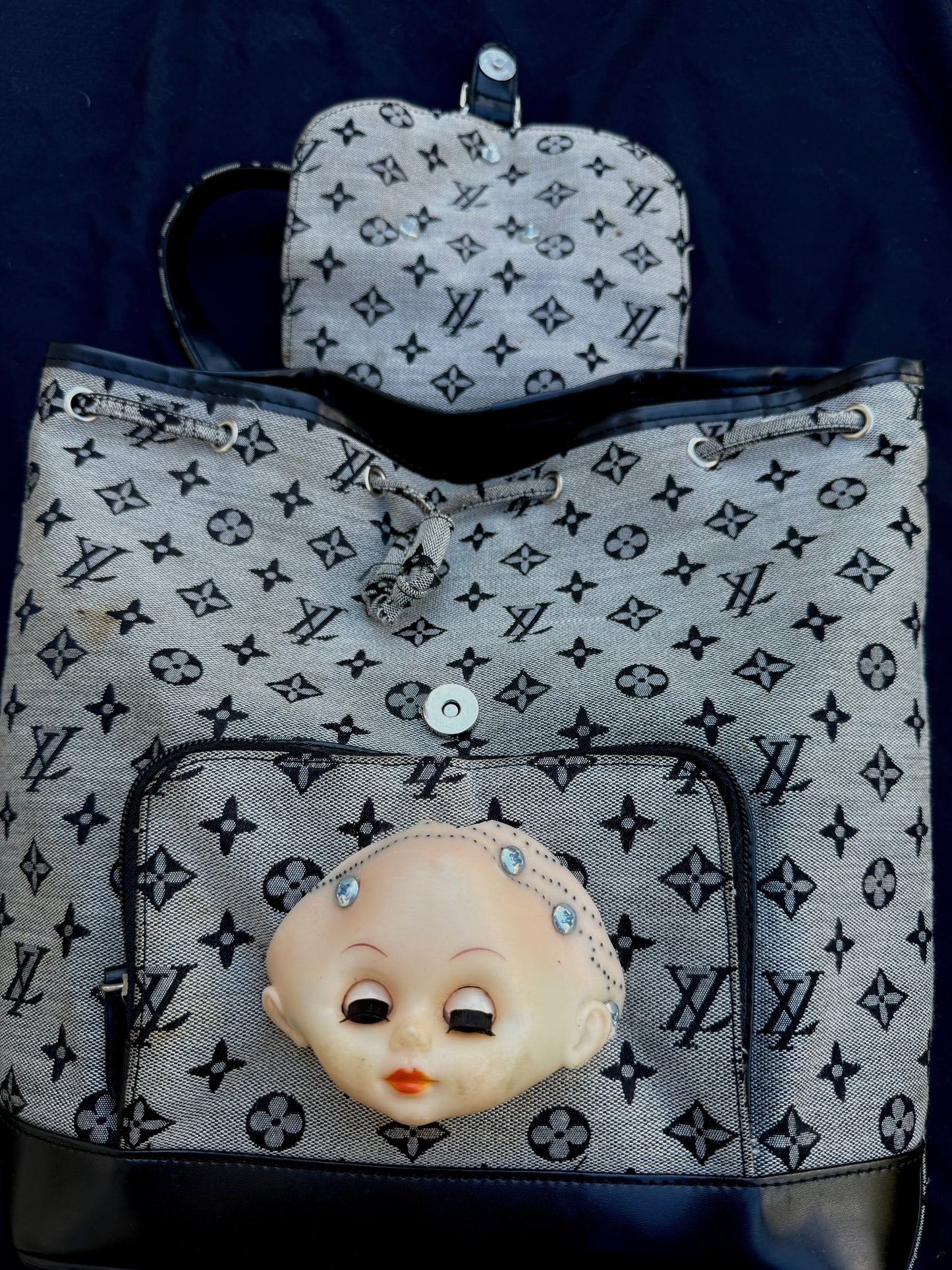 LV double baby head back pack