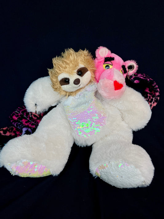 Sloth + Pink Panther + sequin bear side bag