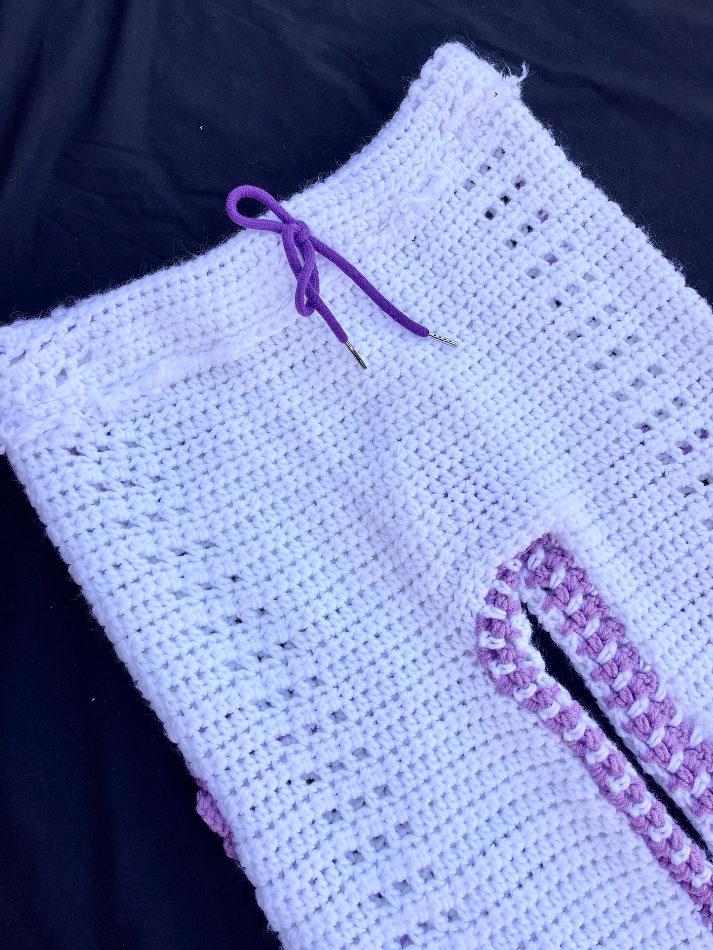 Purple Hearts crochet pants