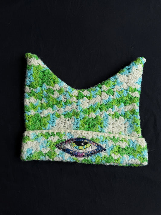 Crochet eyeball patch hat