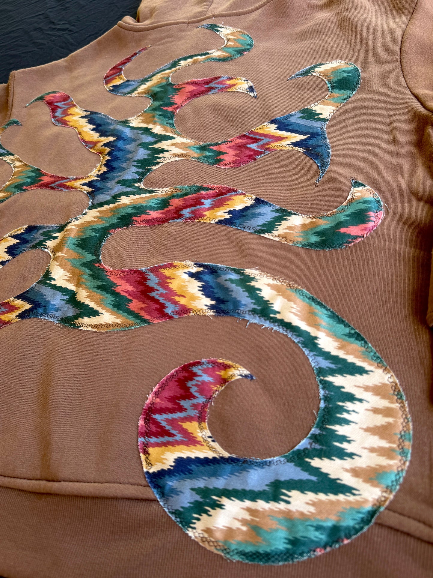 Brown sigil patch zip up hoodie