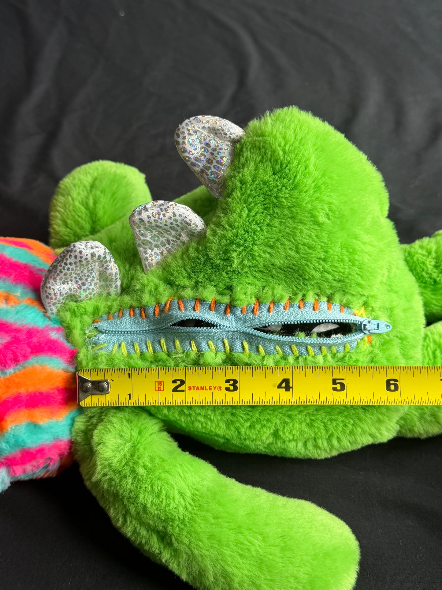 Colorful cat + dino hybrid side bag