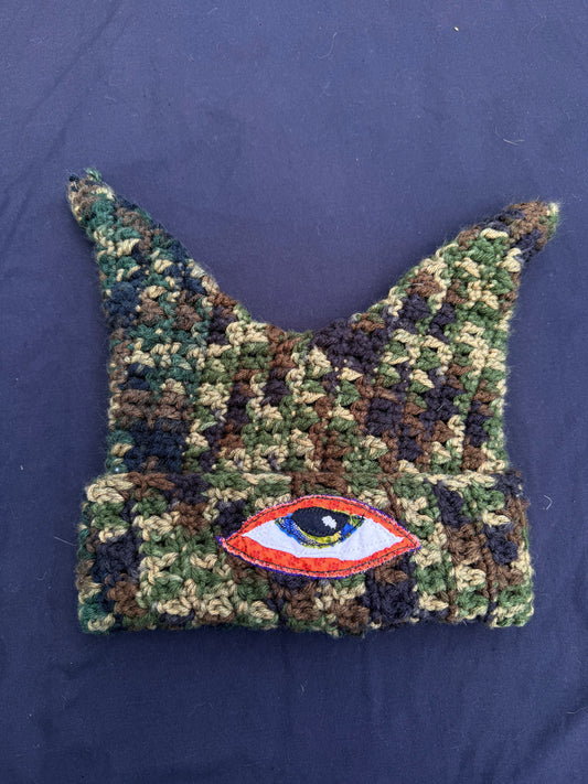 Crochet eyeball patch hat