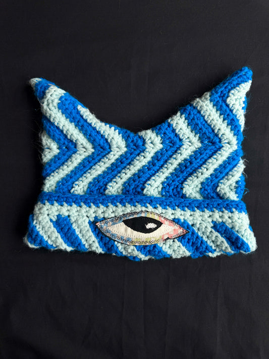 Crochet eyeball patch hat