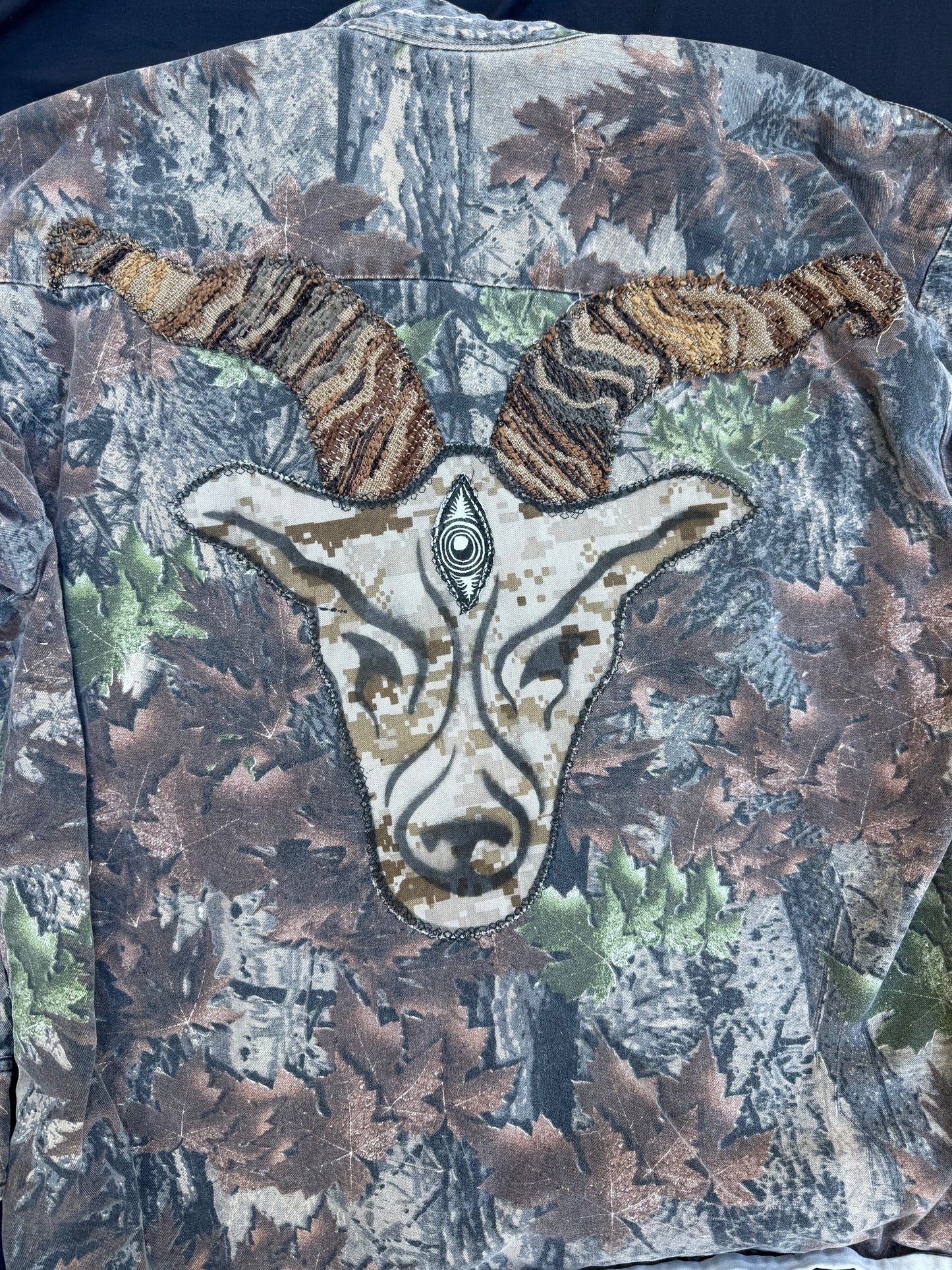 Billy goat scrap patch on camo jacket