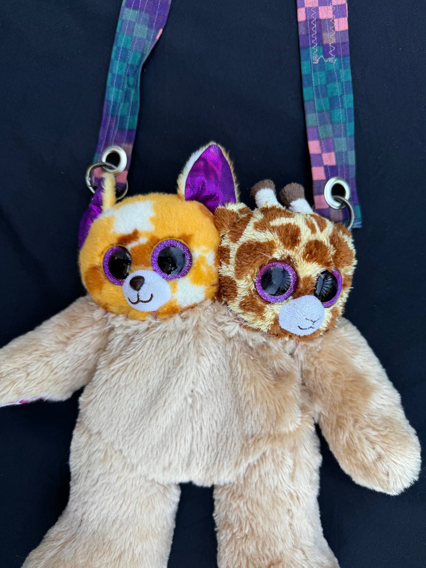 Two headed giraffe + fox hybrid side bag