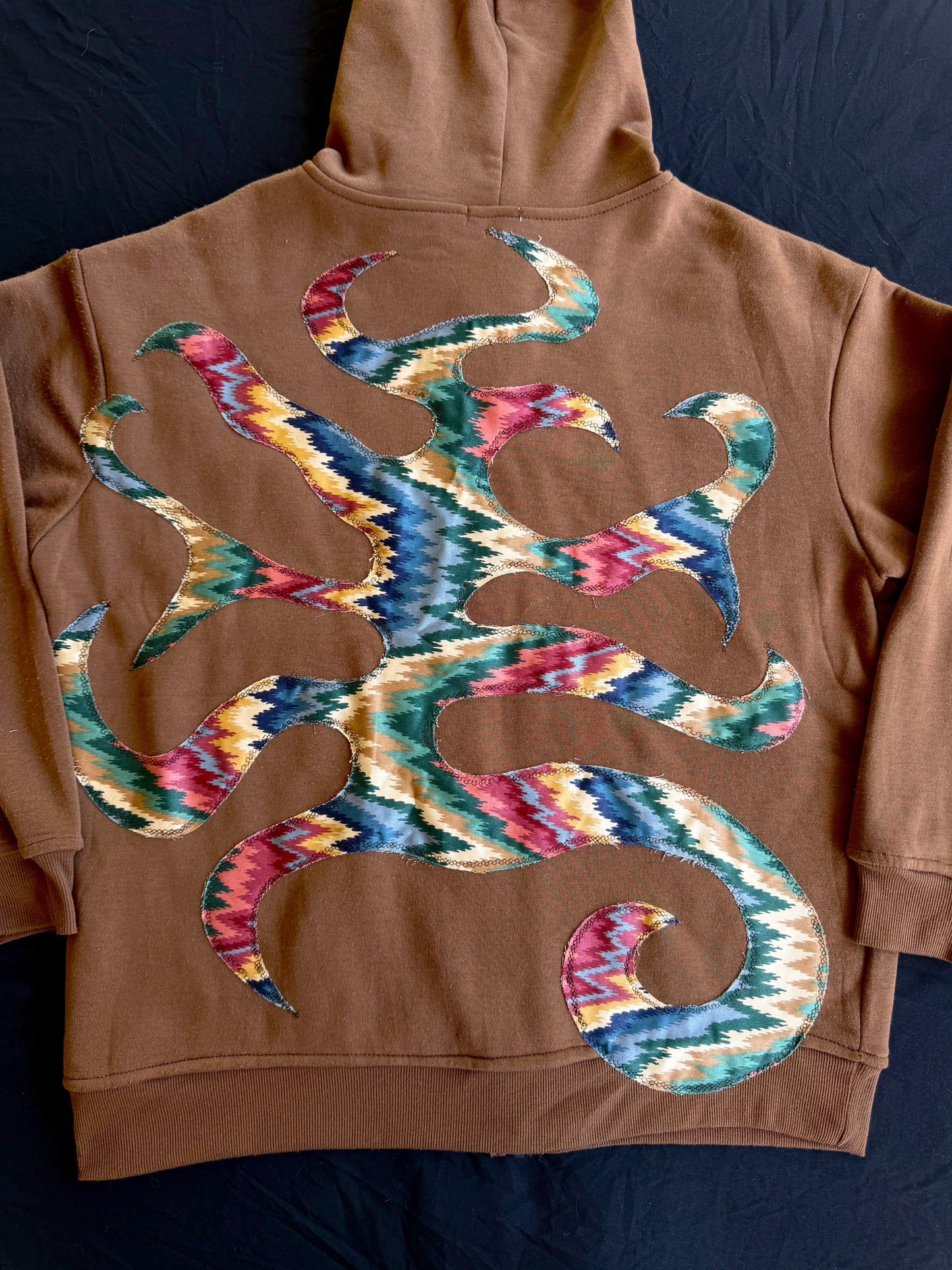Brown sigil patch zip up hoodie