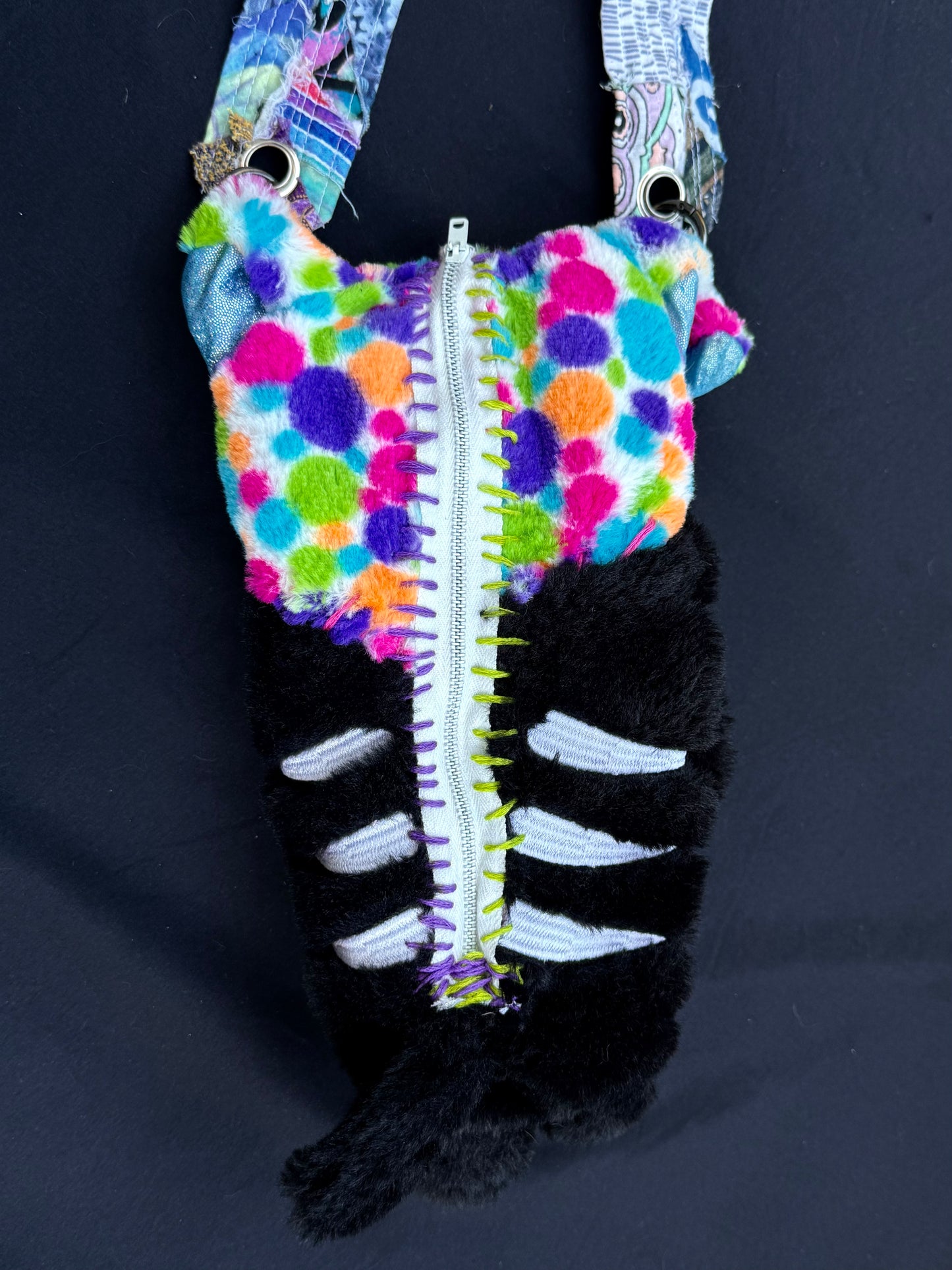 Rainbow skull dog hybrid side bag