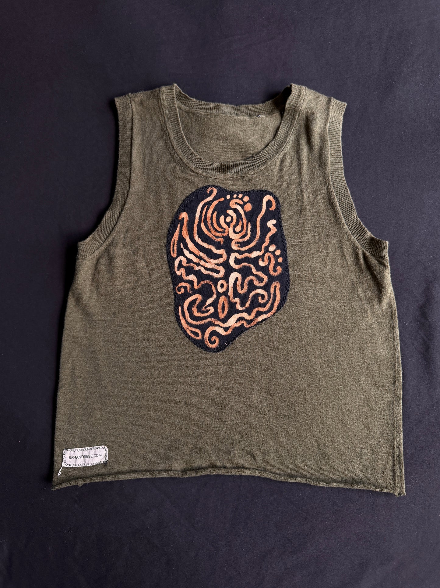 Bleach painted patch tank top