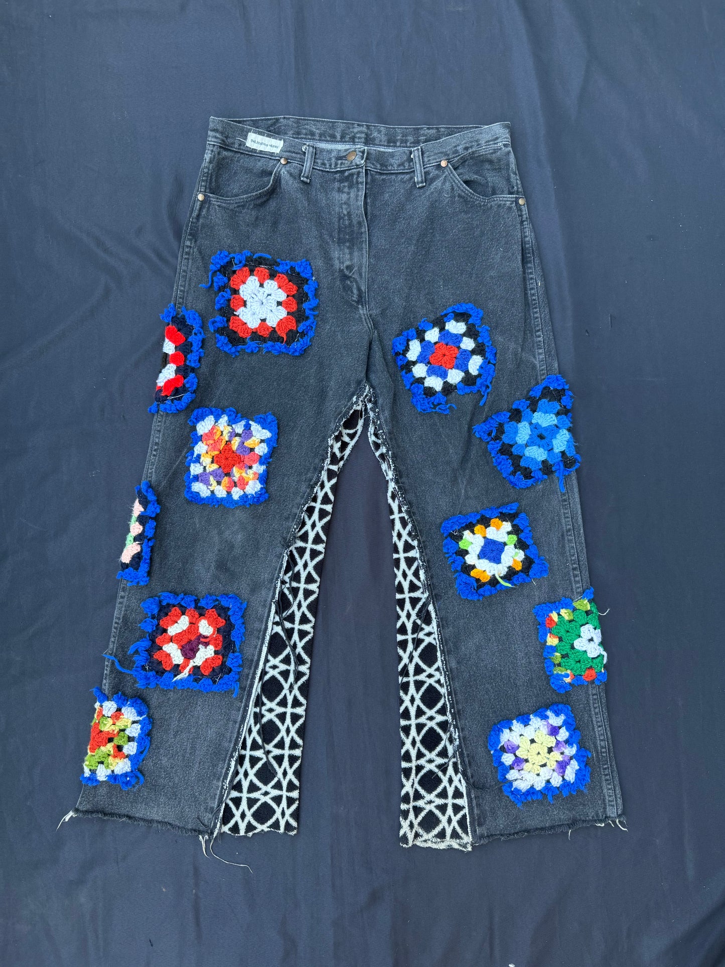 Crochet granny square black jeans