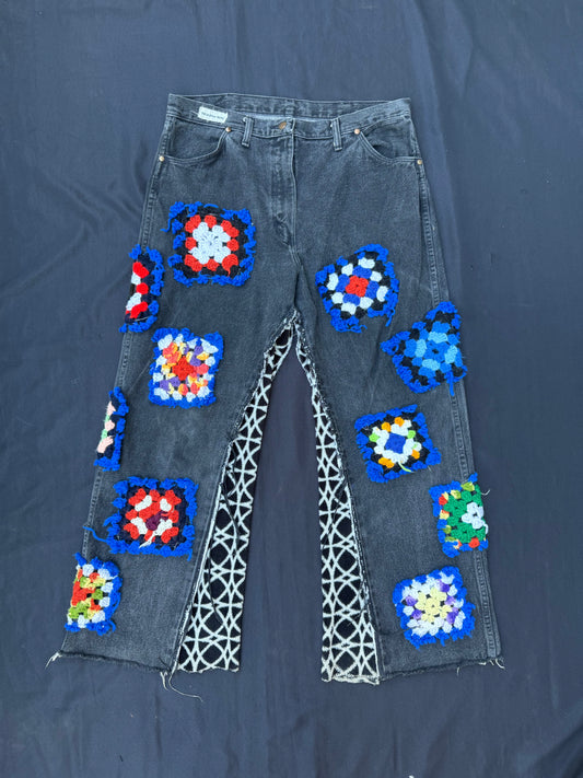 Crochet granny square black jeans