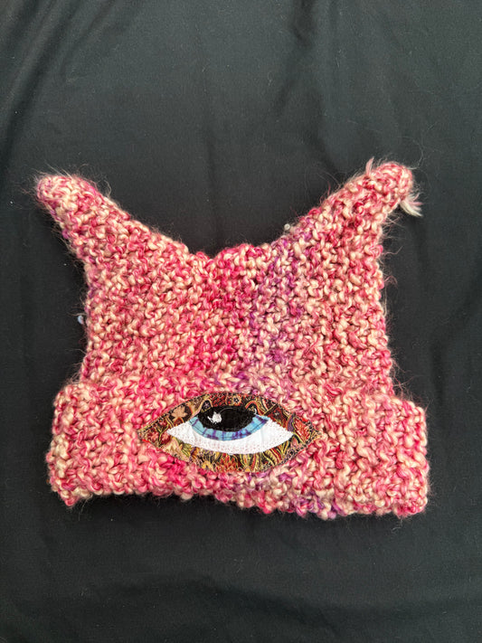 Crochet eyeball patch hat