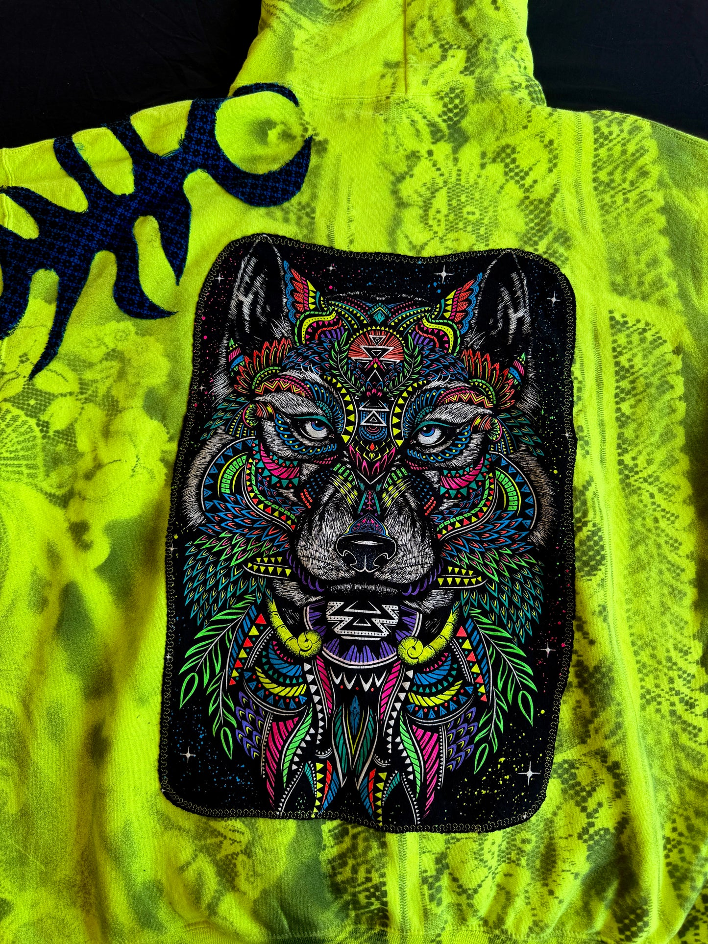 Neon clown wolf hoodie