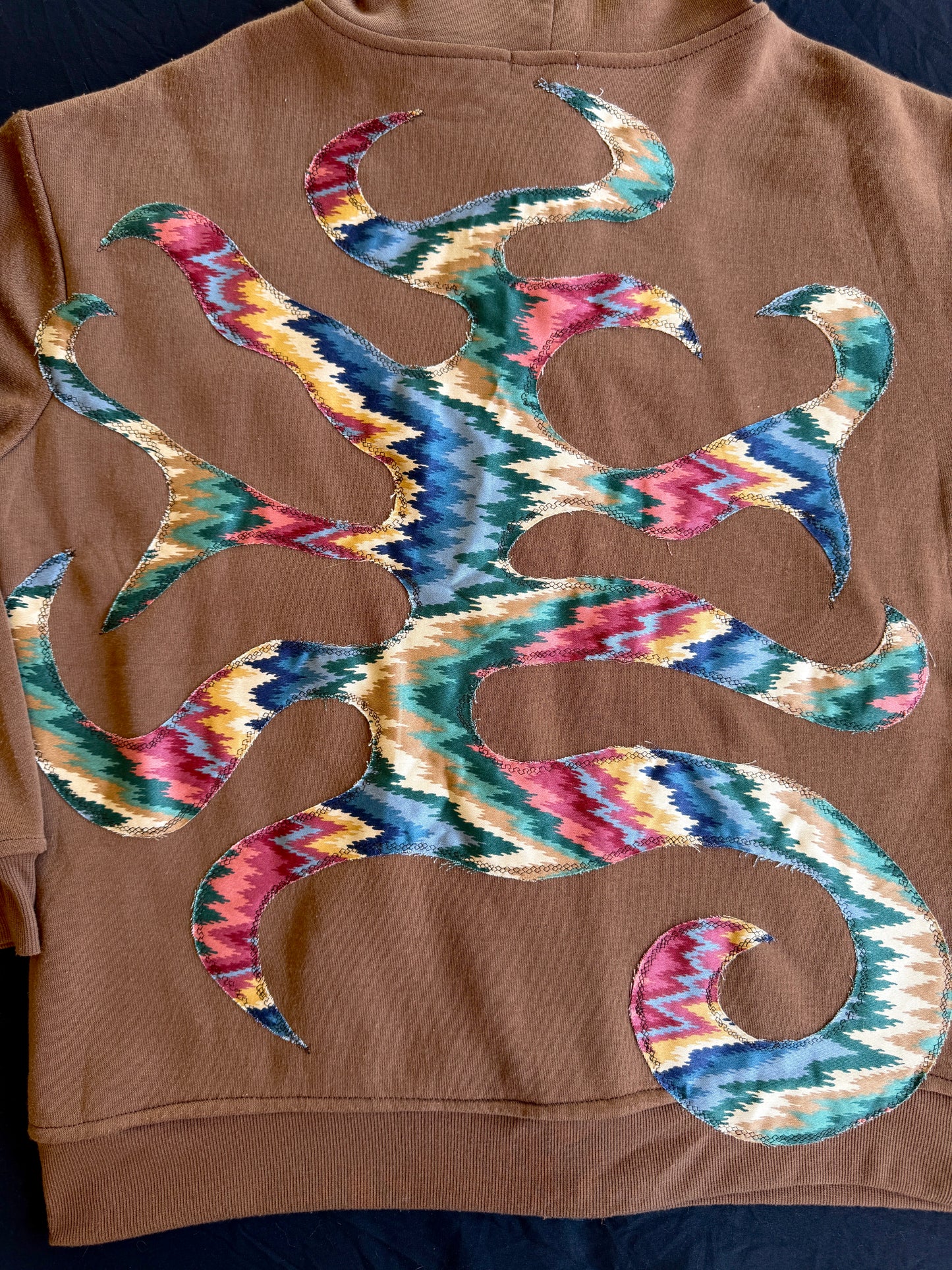 Brown sigil patch zip up hoodie