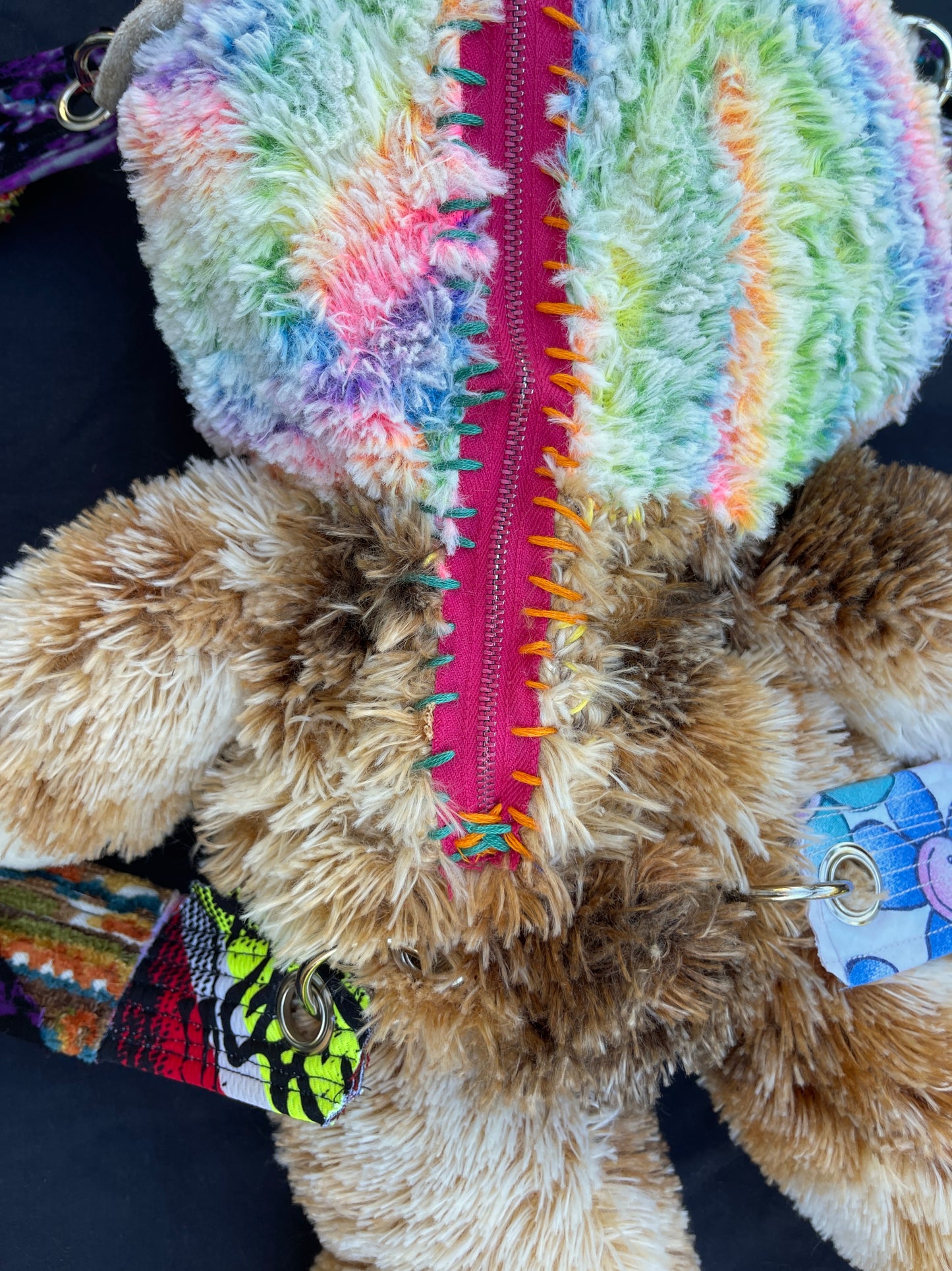 Rainbow camel + fuzzy brown bear hybrid backpack