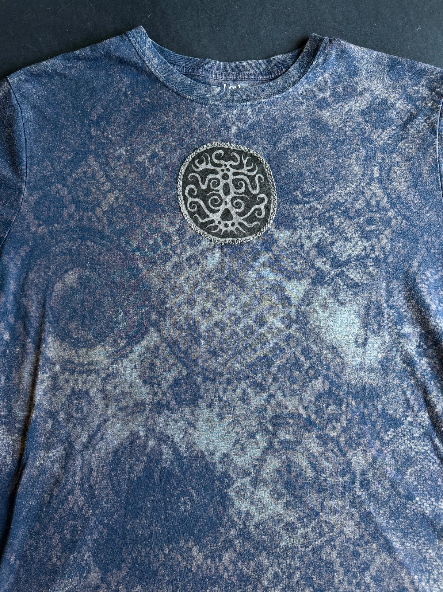 Moon goddess patch bleach dyed t-shirt