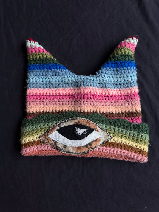 Crochet eyeball patch hat