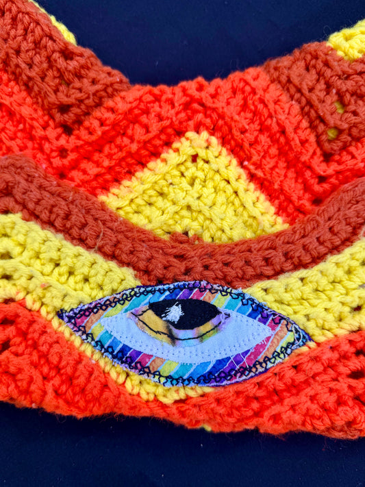 Crochet eyeball patch hat