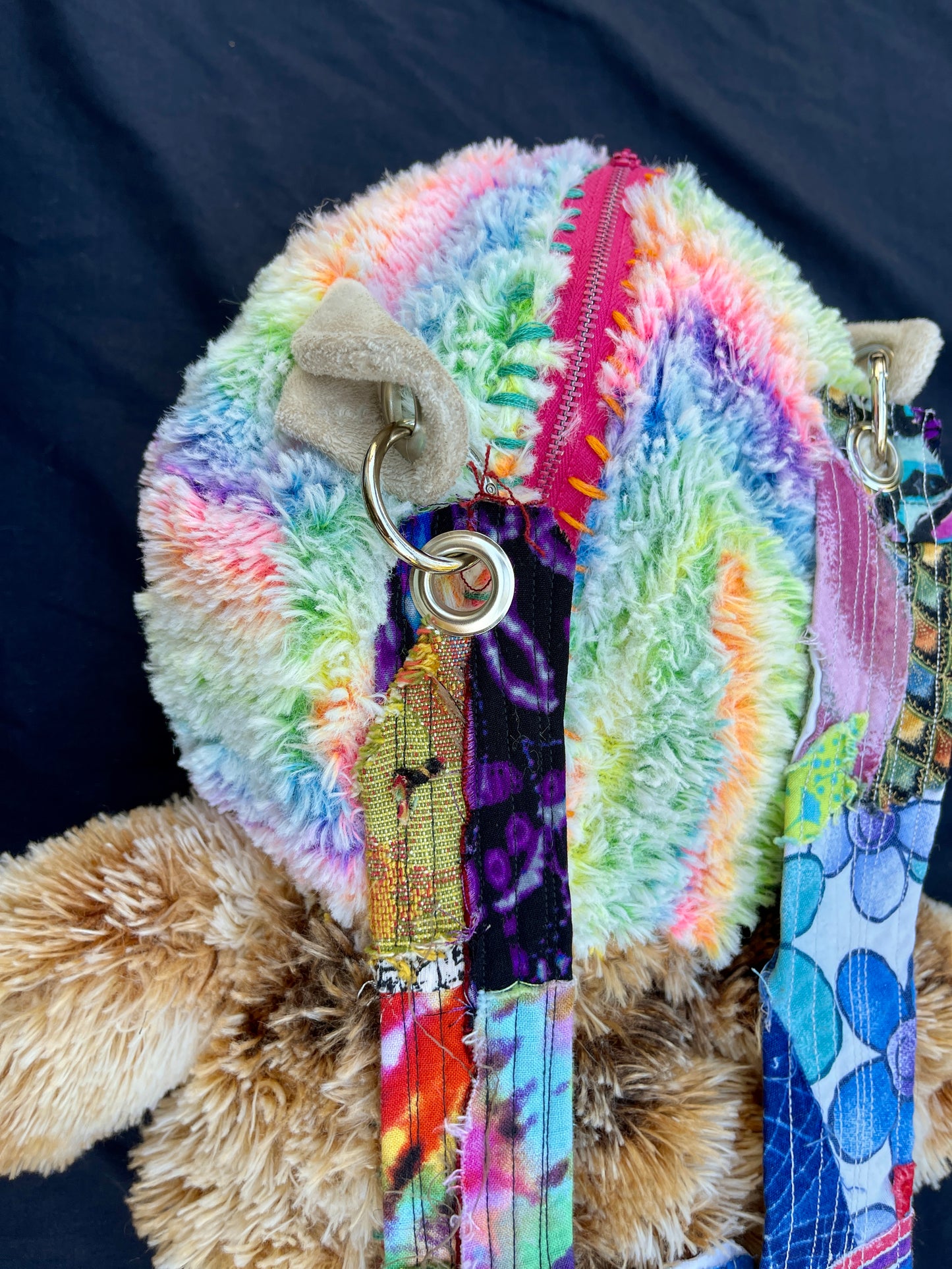 Rainbow camel + fuzzy brown bear hybrid backpack