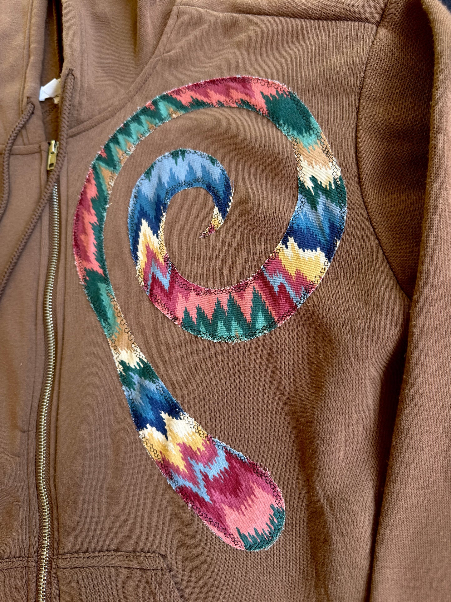 Brown sigil patch zip up hoodie