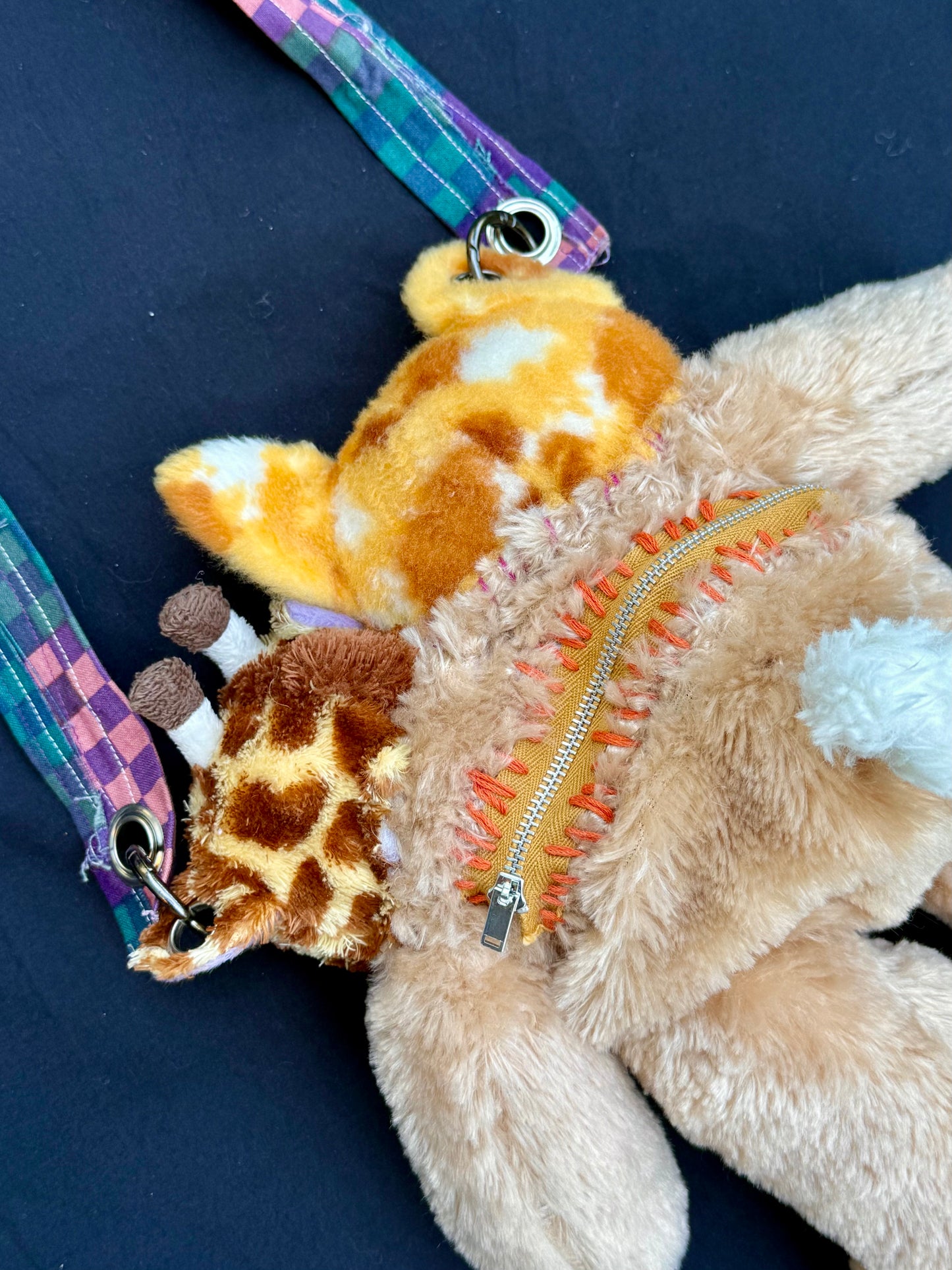 Two headed giraffe + fox hybrid side bag