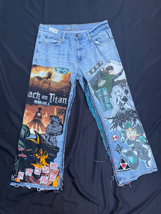 Anime collage patch jeans
