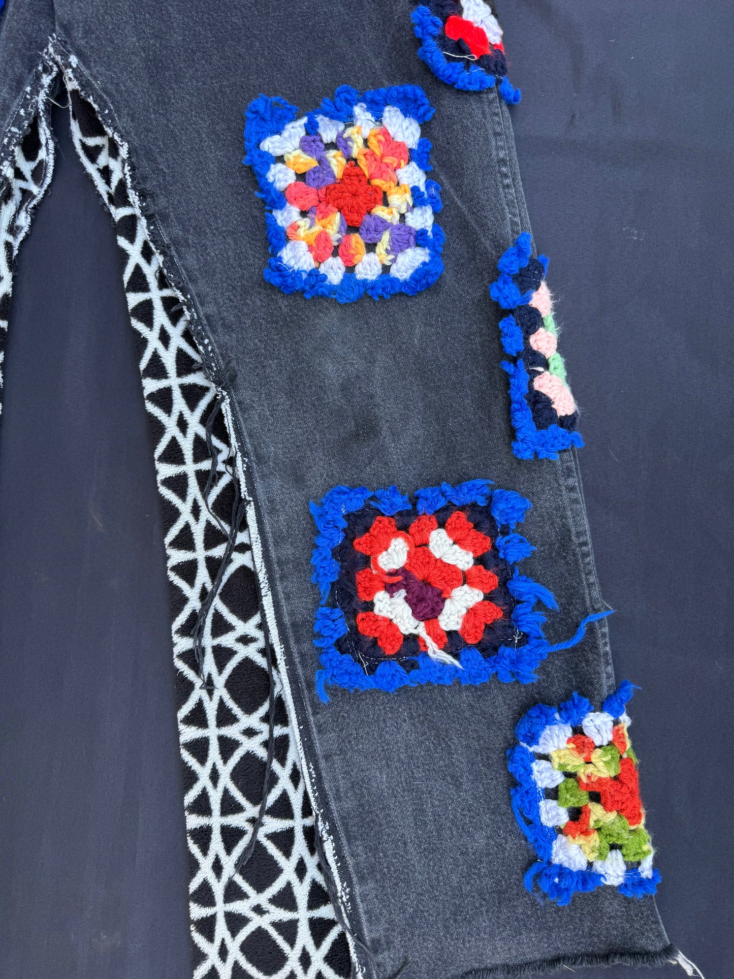 Crochet granny square black jeans