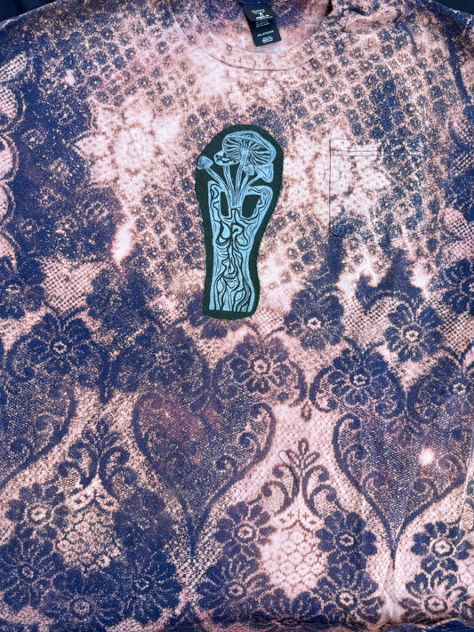 Mushroom lady bleach dyed t shirt