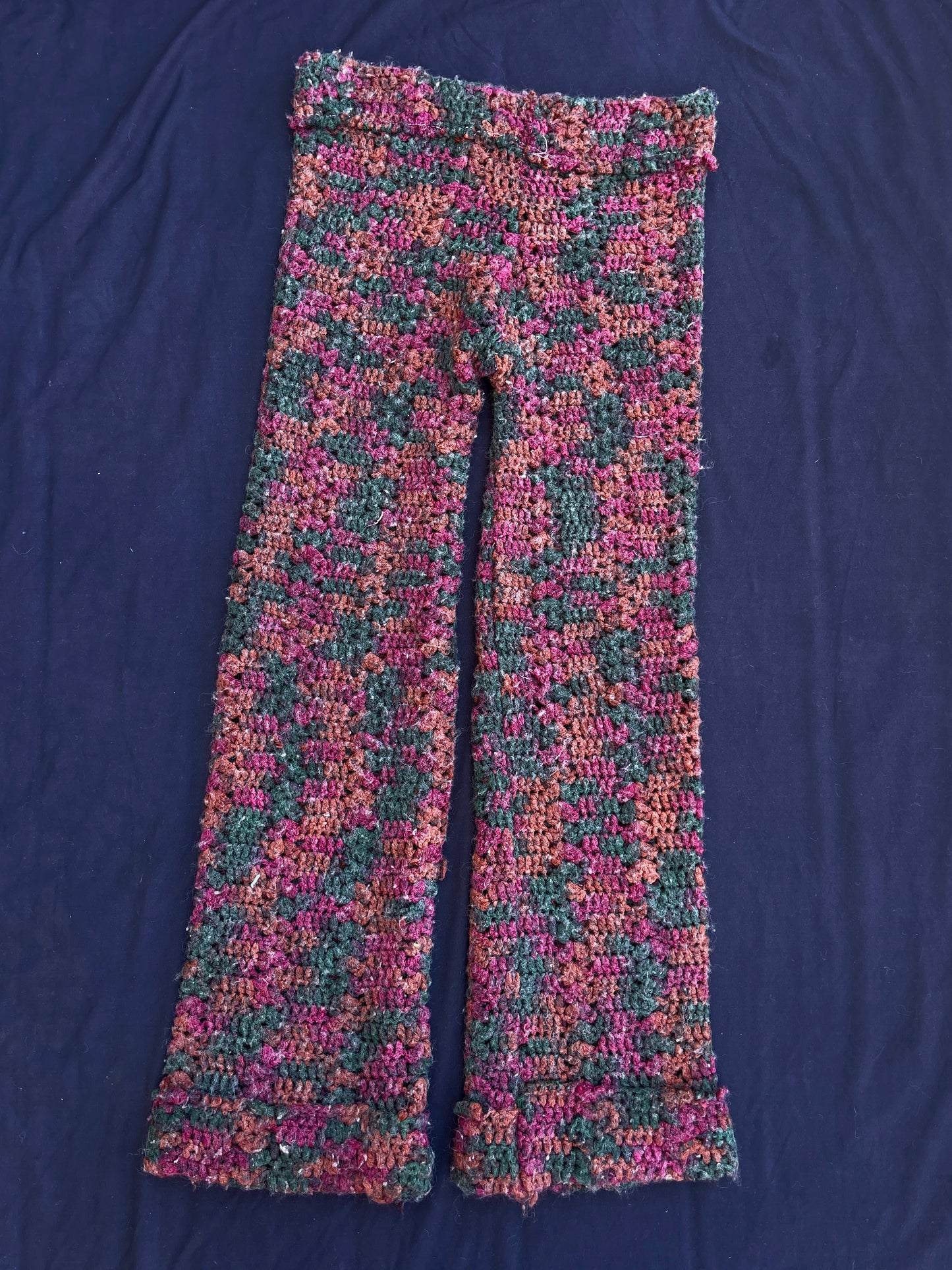 Maroon confetti crochet pants