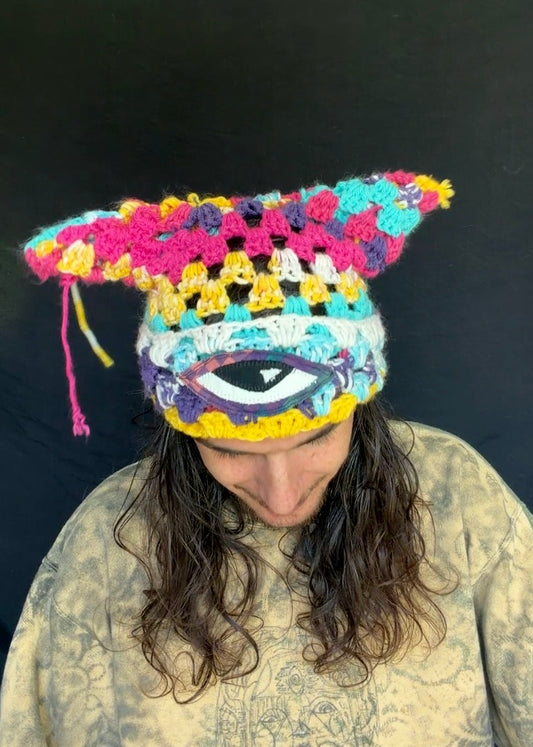 Crochet eyeball patch hat