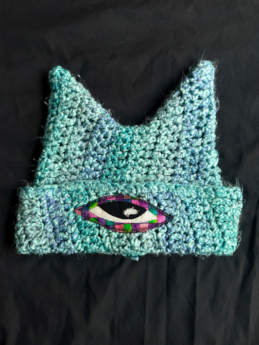 Crochet eyeball patch hat