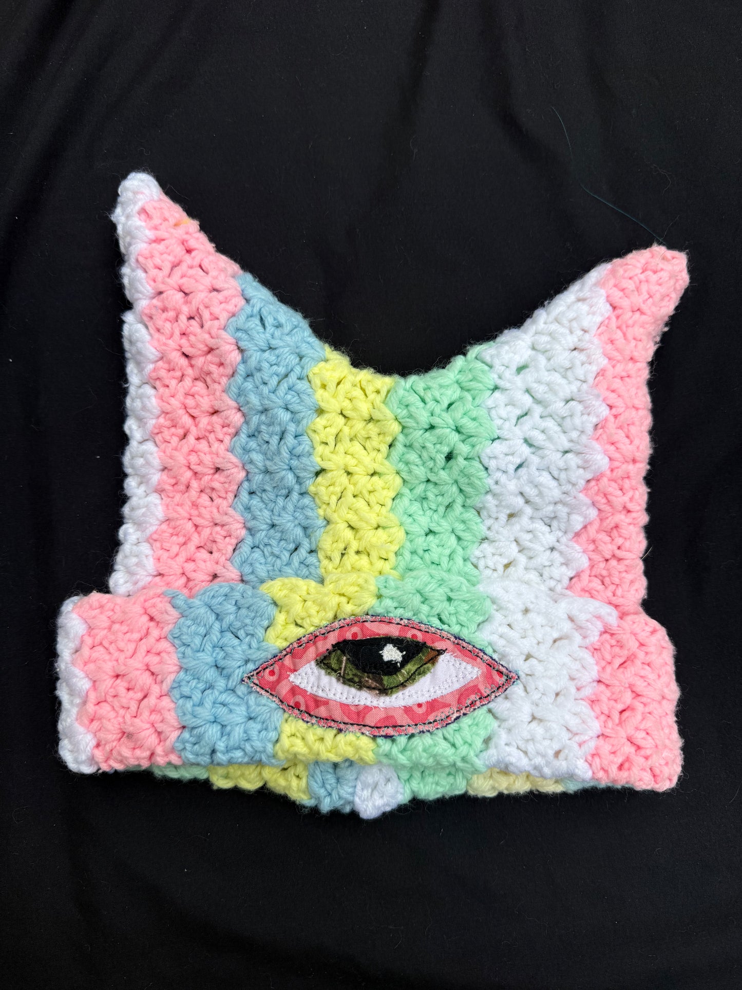 Crochet eyeball patch hat