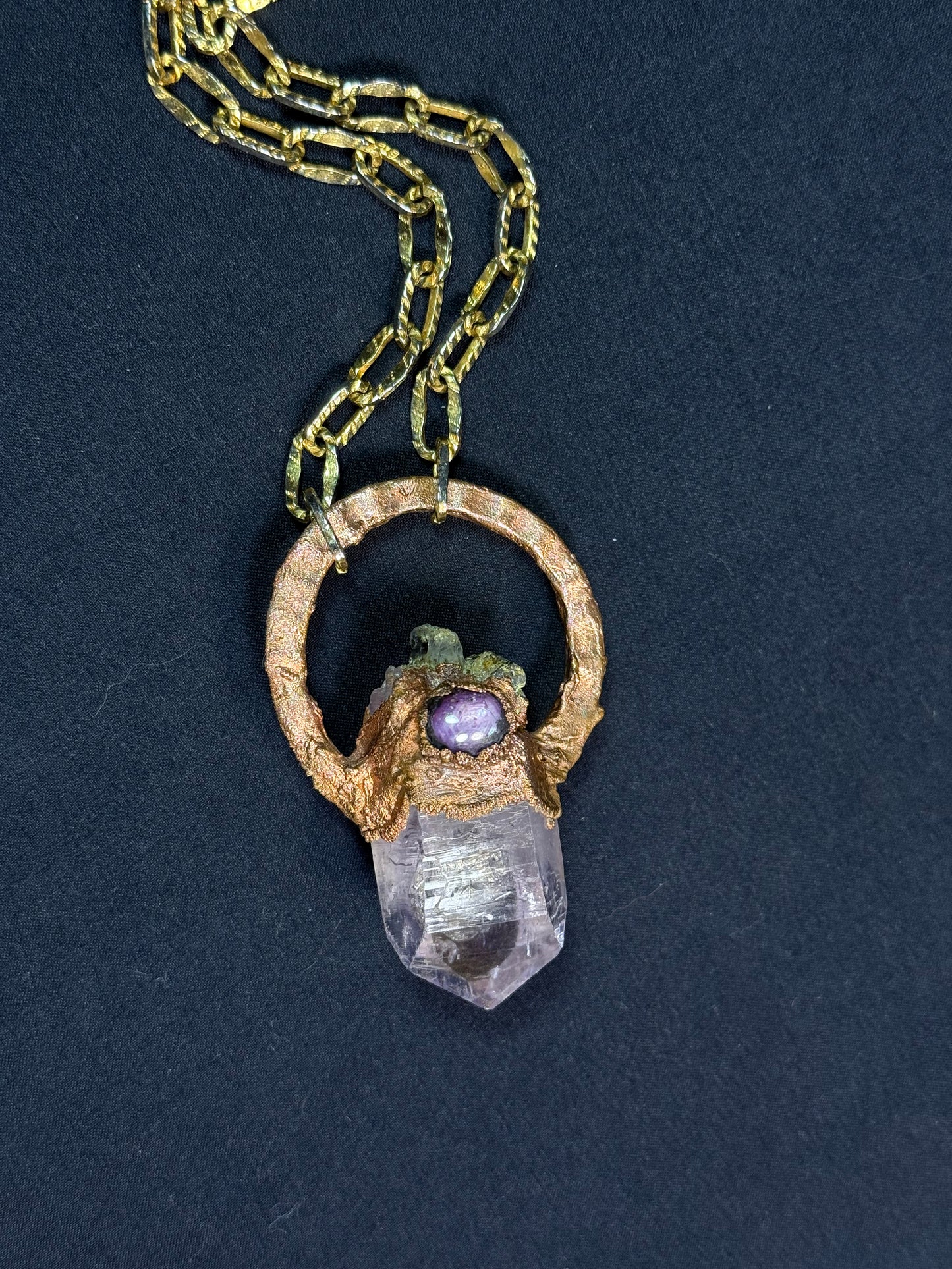 Star sapphire + amethyst amulet
