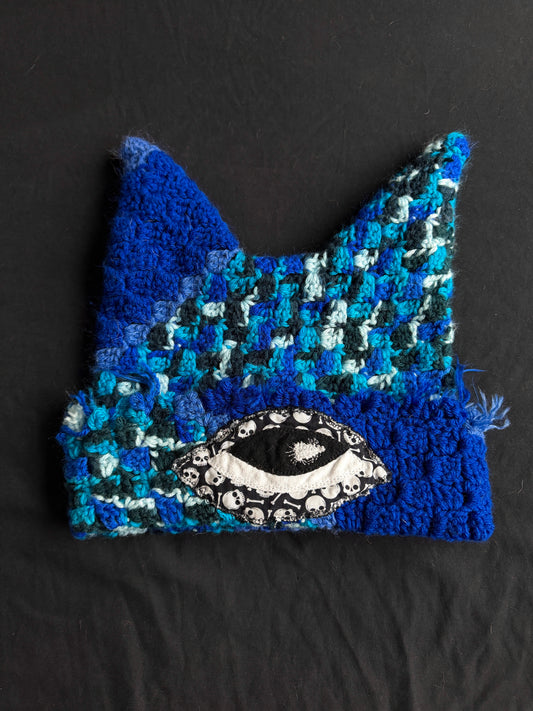 Crochet eyeball patch hat