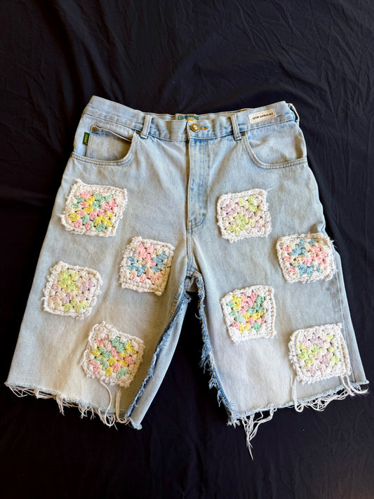 Crochet granny square shorts