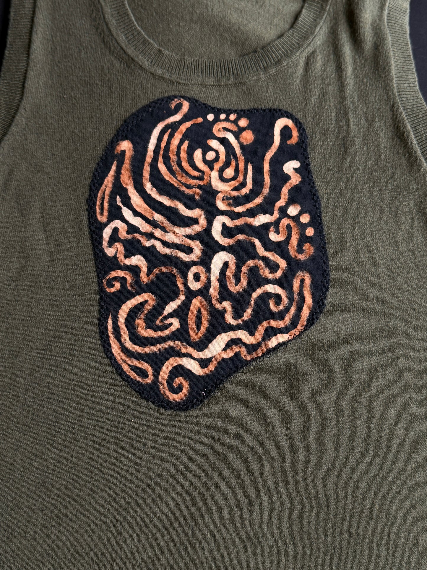 Bleach painted patch tank top